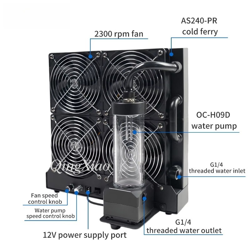 4 Fan Radiator Pump And Water  - External Radiator Water Cooling Kit 评论和价格